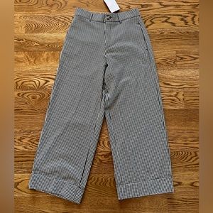 Zara NWT High Waist Wide Leg Check Pants Size M